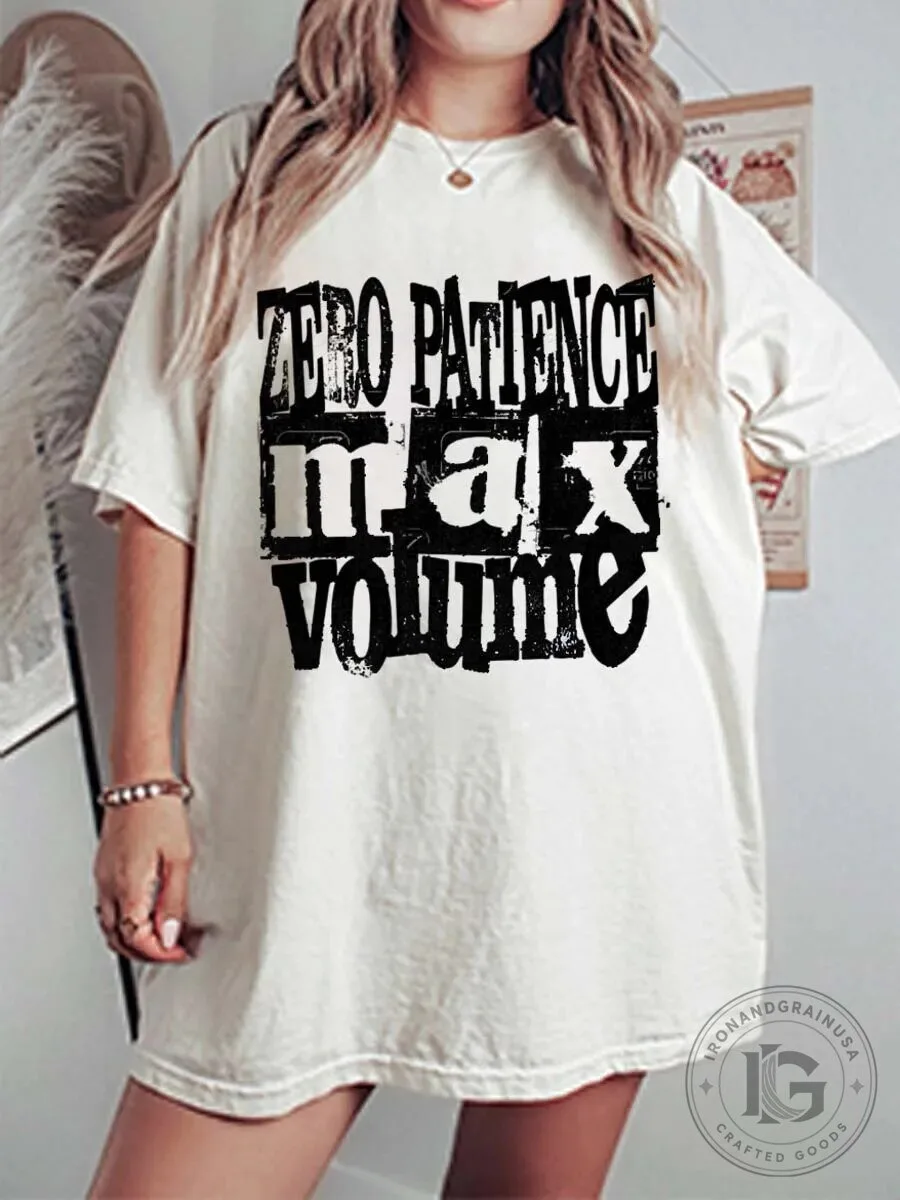 Zero Patience Max Volume Grunge Distressed Graphic Oversized T-Shirt
