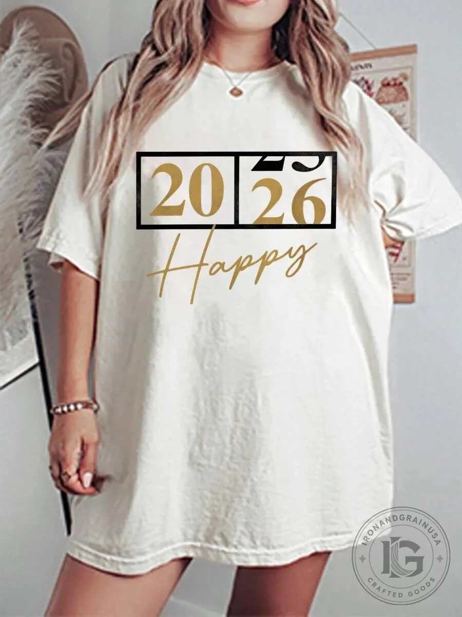 Happy New Year 2026 Celebration Graphic T-Shirt
